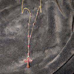 14k Gold Rosary With Garnet Beads