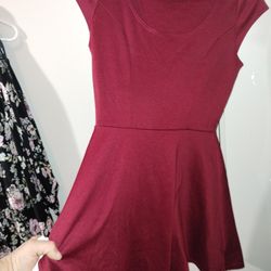 VIBE Sportswear Red Waffle Weave Scoop Neck Mini Skater Dress Size Small

