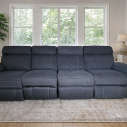 Luxury Microfiber 4-Seater Reclining Sofa + FREE 2 End Tables