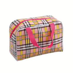 Cute Pink Plaid Cosmetic Travel Bag