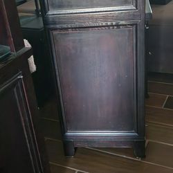 Two Matching Tall Dark Wood Bookshelves/ Cabinets