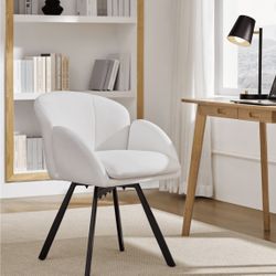 Flower Shaped Accent Chair with Removable Seat Cushion, White