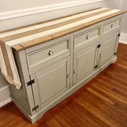 Solid Pine Wood Sideboard Cabinet Buffet Table (65.91”)