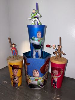 Toy Story Cup and Popcorn Tin Set - Woody, Buzz & Jessie