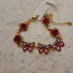 Butterfly And Rose Bracelet 