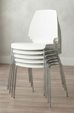 Modern Stackable Dining Chairs (Set of 4) – Clean White & Chrome