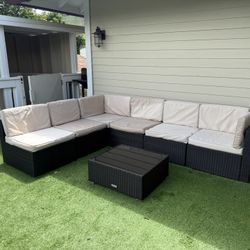 Pamapic Rattan Outdoor Sectional Couch Set (7 Pieces)