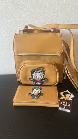 Betty Boop Tan Crossbody Bag and Wallet Set