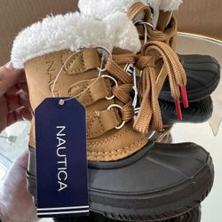 NAUTICA KIDS TAN AYCE WINTER BOOTS WITH FAUX FUR TRIM TODDLER SIZE 5