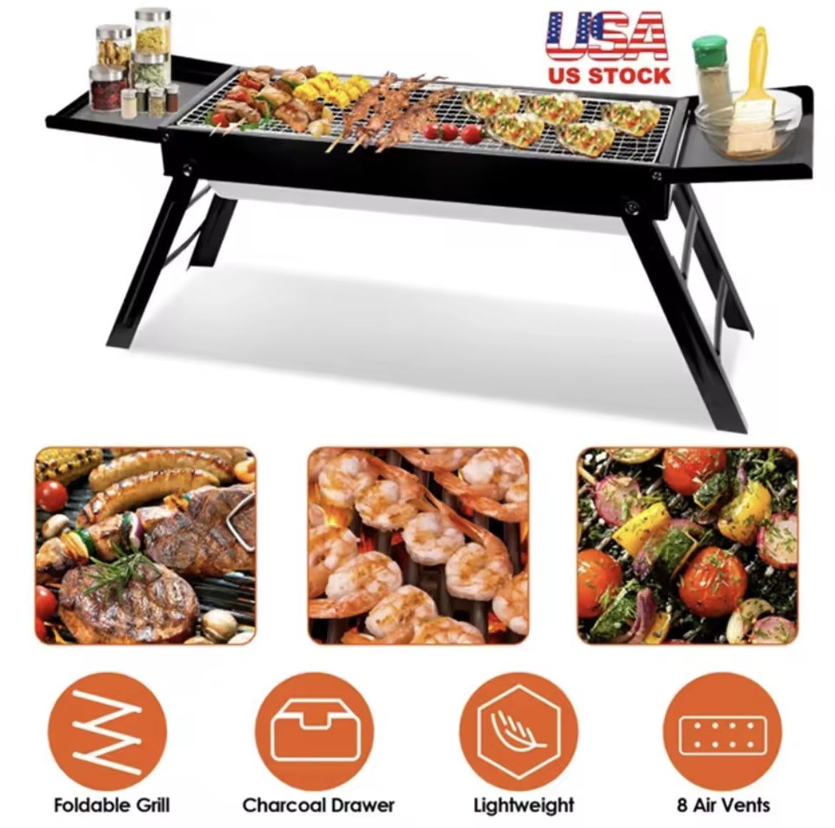 Portable BBQ Griddle, Foldable Kabob Barbecue for Outdoor Hibachi BBQ Lamb Skewer Camping Barbecue Grill in Garden Backyard