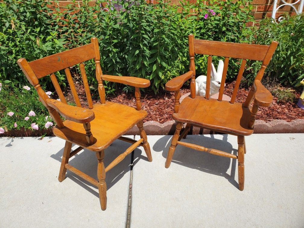Kids Chairs Vintage Wood Children Chair TWO