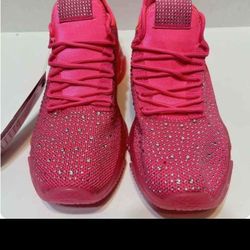 Teal And Hot Pink Rhinestone Tennis Shoes