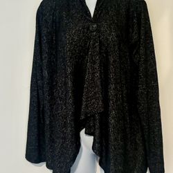 SERRA Black White Specked Cardigan Wrap Swing  Large Long Sleeve Button Top