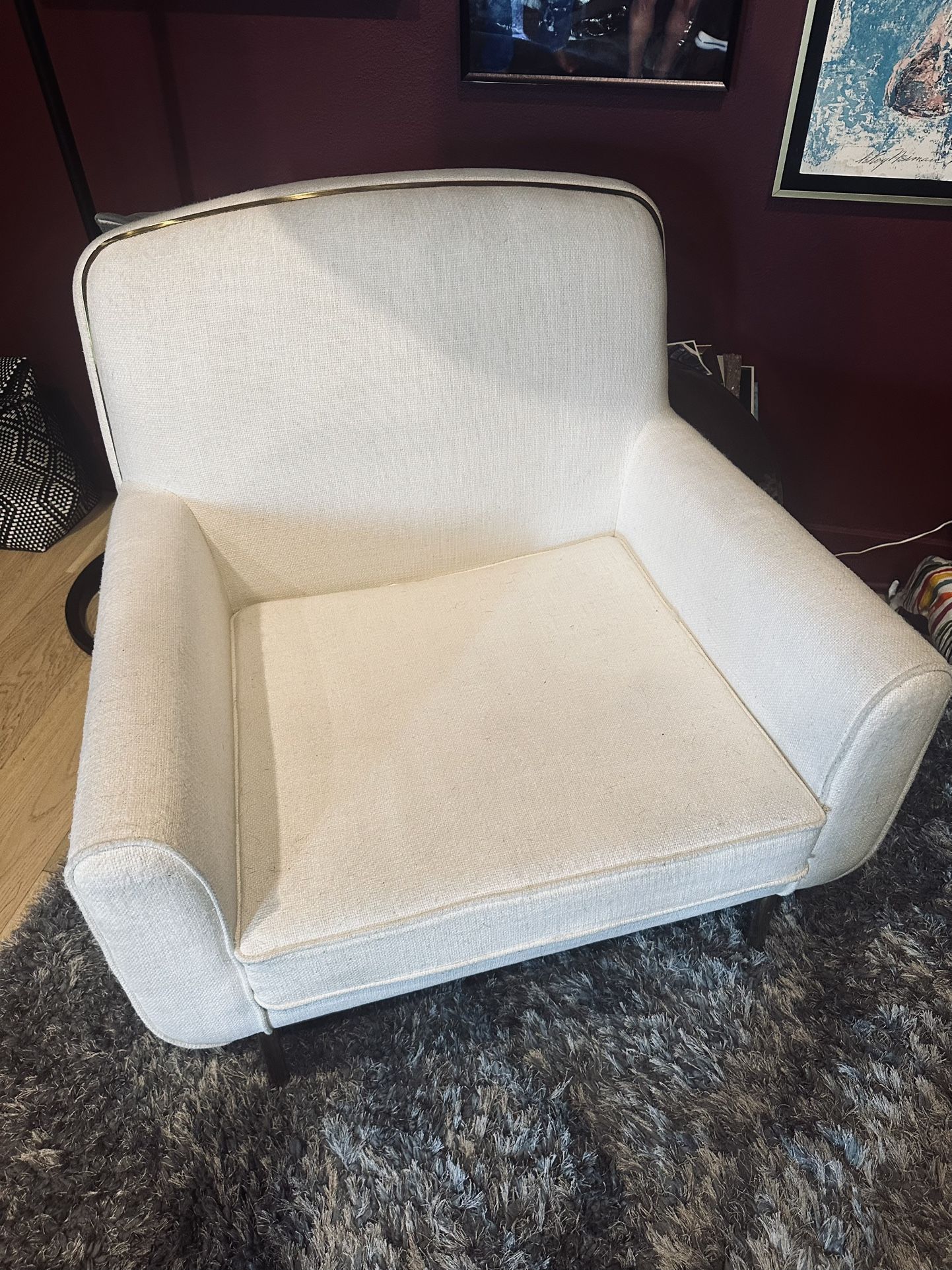 CB2 Halo Armchair In Snow (white) - Brass Base