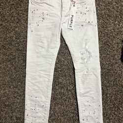 White Purple Jeans 