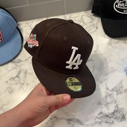Brown La Hat Word Series Patch Fitted Hat