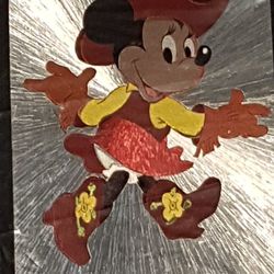  vintage Minnie mouse framed 80s disney red framed cowgirl 

