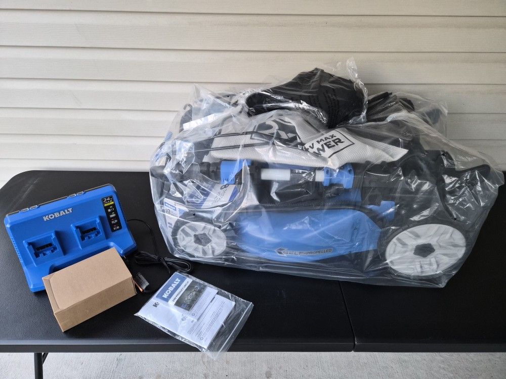 Kobalt 2x24v Self-Propelled Lawn Mower Kit with Batteries and Charger -BRAND NEW