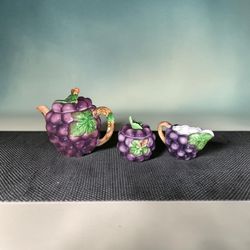 Vintage Lefton Grape Tea Set, Set of Three
