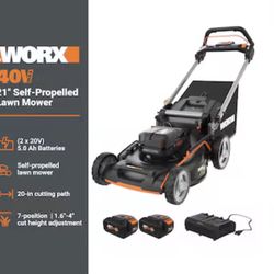 WORX Nitro Power Share Dual Blade 40-volt, 21-in Self Propelled Walk Mower with (2 x 20-volt)