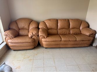 Genuine leather couch, love seat, chair matching set