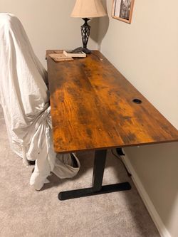 Rustic Wood Top Standing Desk with Black Frame