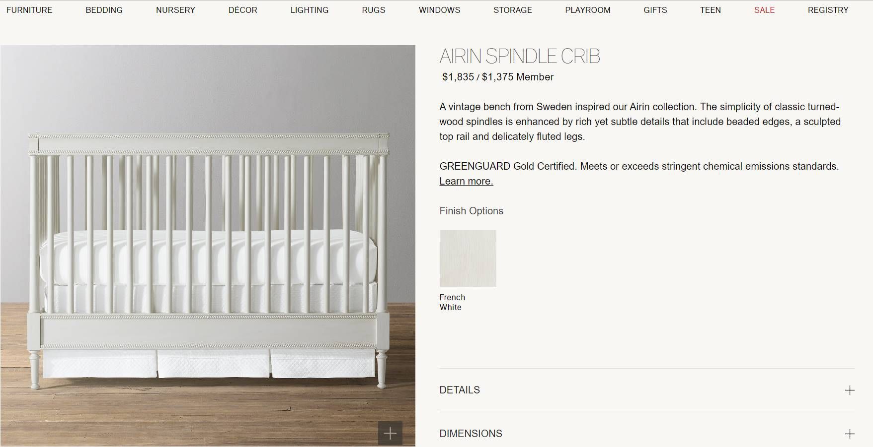 Airin spindle crib top