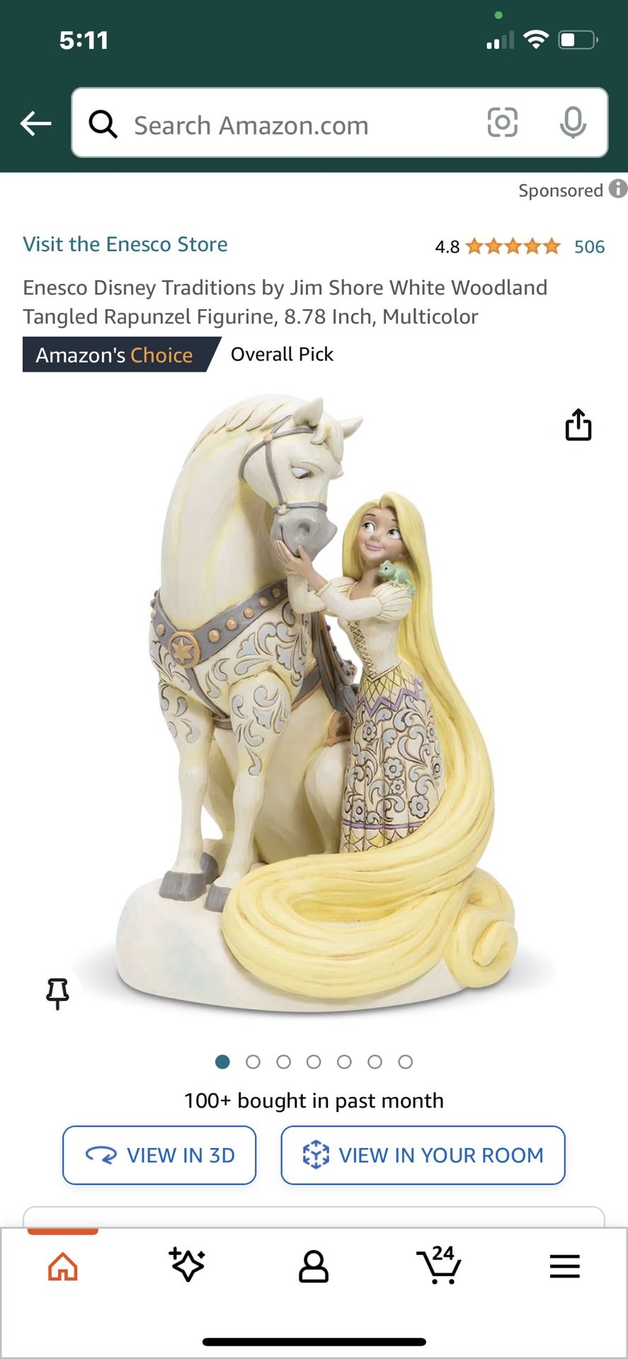 Enesco Disney Traditions by Jim Shore White Woodland Tangled Rapunzel Figurine, 8.78 Inch, Multicolor