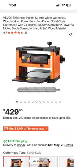 13”  thickness planer