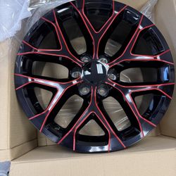 OE CREATIONS PR176 20X9 6X139.7 Offset 24 Gloss Black Red Milled (Quantity of 4)