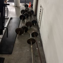 Free Rusty Gym Bar Bells Weight Plates