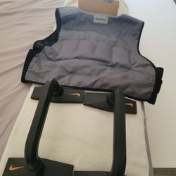 10lb dumbbells, weights vest and pushup handles
