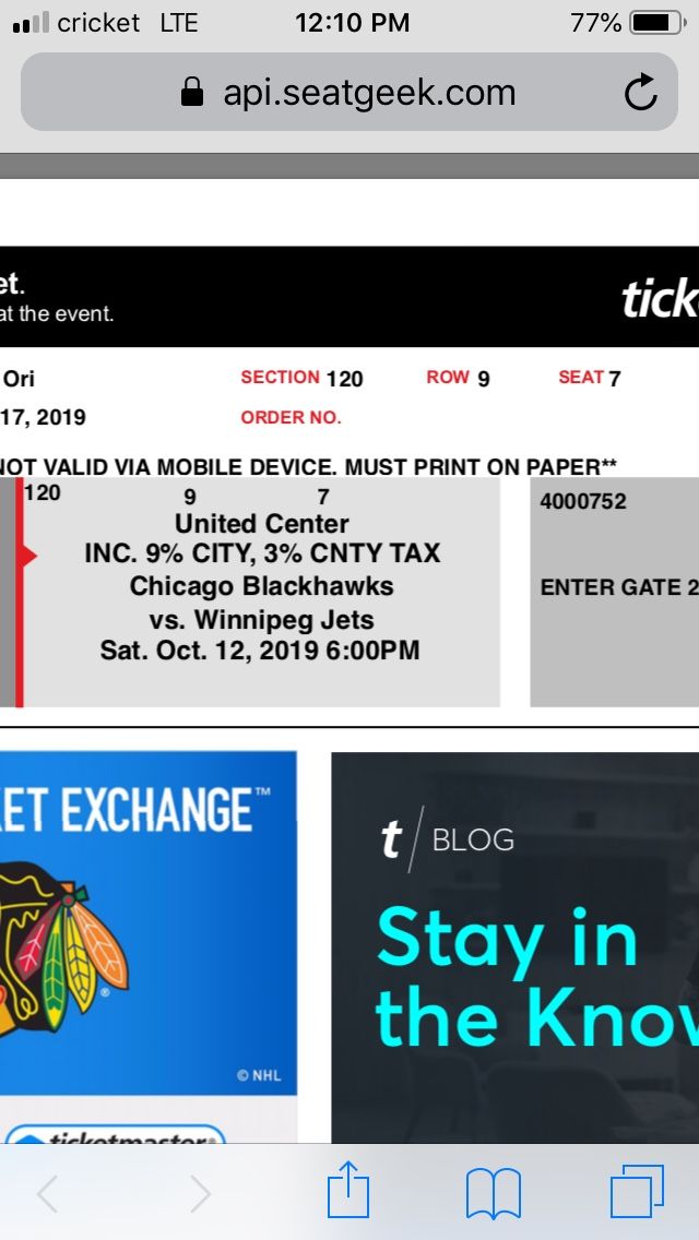 Blackhawks tickets