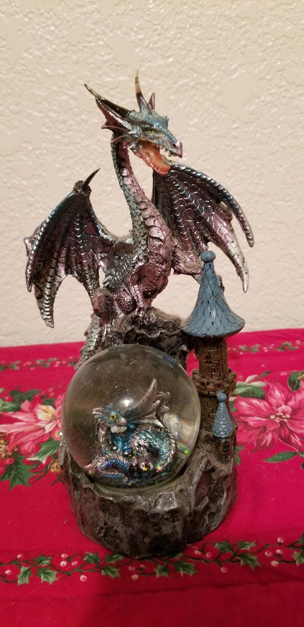 NEW !! Blue Dragon Protecting Her Baby Sculpture