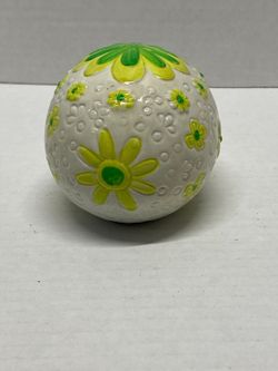Vintage Made In Japan Floral Ceramic Egg Paperweight Pre Owned