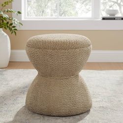 Multi-Functional Boucle Ottoman, Vanity Stool Chair, Sturdy Wooden Footstool, Suitable for Living Room, Bedroom, and Entryway, Without Installation, C