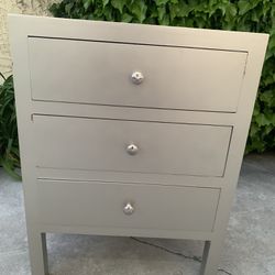 Nightstand/end table/bedside table/silver table/cabinet/three drawer cabinet