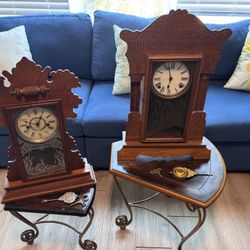 2x Antique Gingerbread Mantel Clocks For Repair or Parts
