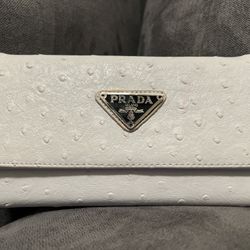 White Ostrich Prada Wallet Vintage