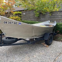 Whitewater Aluminum Drift Boat and Motor with oars, anchor, trailer etc