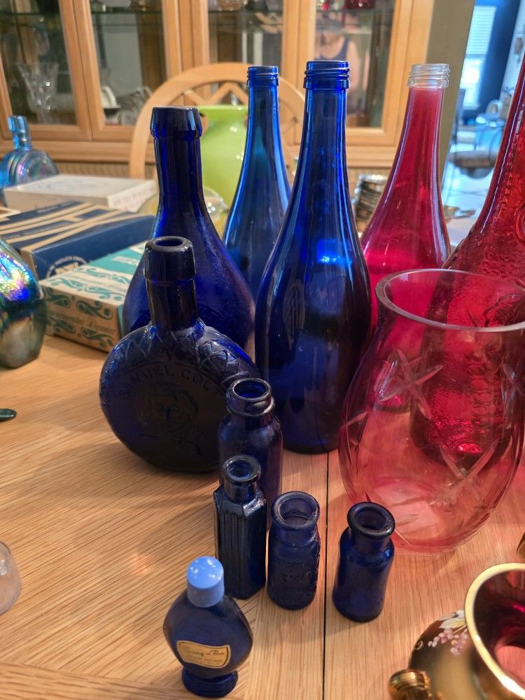Blue glass antique items