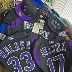 NEW COLORADO ROCKIES MITCHELL &NESS JERSEYS & HAT 100% AUTHENTIC 
