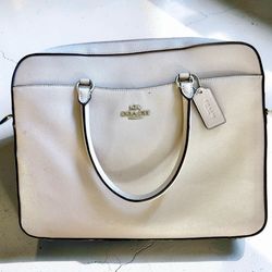 COACH Saffiano Leather Laptop Briefcase - Grey - EXCELLENT - Hard to Find