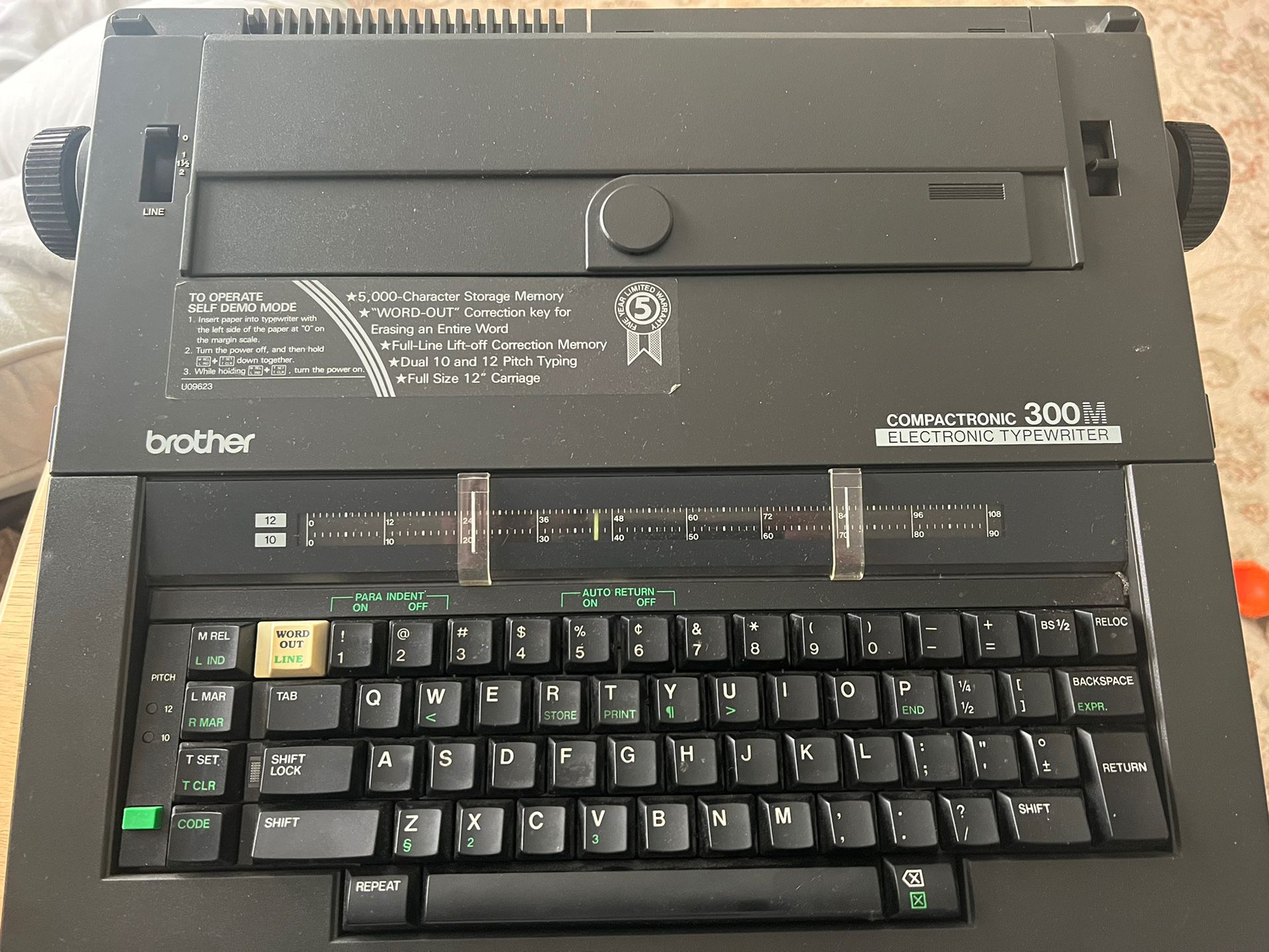 Brother Electric Typewriter Compactronics Model 300M With Case