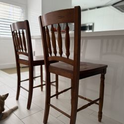 Set of 6 Solid Wood Counter Stools