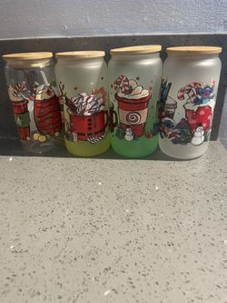 Glass  de navidad 16 onzas trasparente y de color 