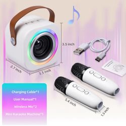 Mini Karaoke Machine for Kids with 2 Wireless Mics(never Used)