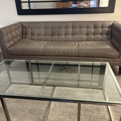 Gray Leather Couch 