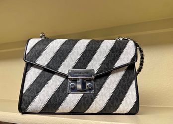 Michael Kors Black & White Striped purse
