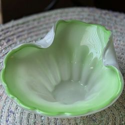 vintage Murano-style hand-blown cased glass candy dish.